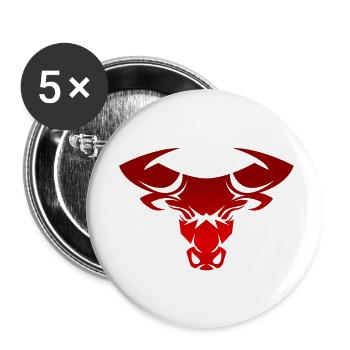 Stier Stierkopf Kopf Logo Steak Beast Gym Horn - Buttons klein 25 mm (5er Pack) - Weiß - Vorne