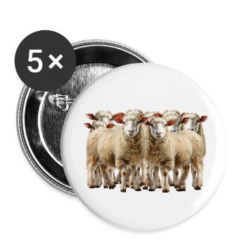 Troupeau de moutons dans la gestion du paysage - Lot de 5 petits badges (25 mm) - blanc - Devant
