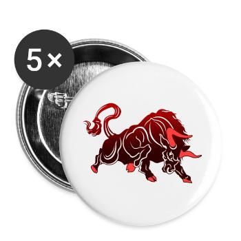 Stier Stierkopf Kopf Logo Steak Beast Gym Horn - Buttons klein 25 mm (5er Pack) - Weiß - Vorne