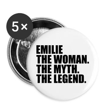 Woman Mythos Legend Name Emilie - Buttons small 1''/25 mm (5-pack) - white - Front