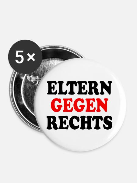 Eltern gegen rechts - Buttons klein 25 mm (5er Pack) - Weiß
