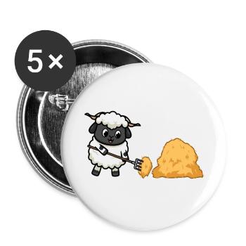 Moutons de travail - Lot de 5 petits badges (25 mm) - blanc - Devant
