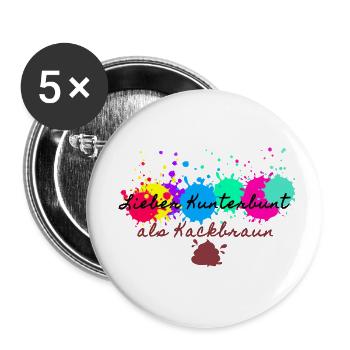 Lieber kunterbunt als kackbraun,anti afd - Buttons klein 25 mm (5er Pack) - Weiß - Vorne