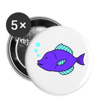 Bande dessinée de poisson - Lot de 5 petits badges (25 mm) - blanc - Devant
