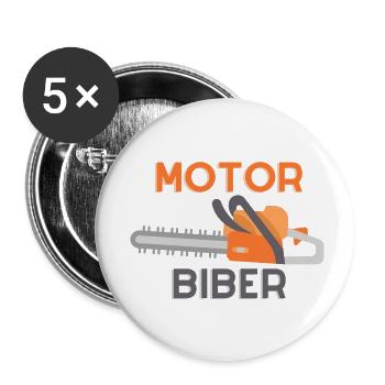 Motorsäge Kettensäge Waldarbeiter Biber - Buttons klein 25 mm (5er Pack) - Weiß - Vorne