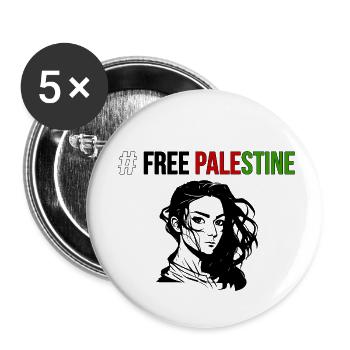 FREE PALESTINE - Proud people - Buttons small 1''/25 mm (5-pack) - white - Front