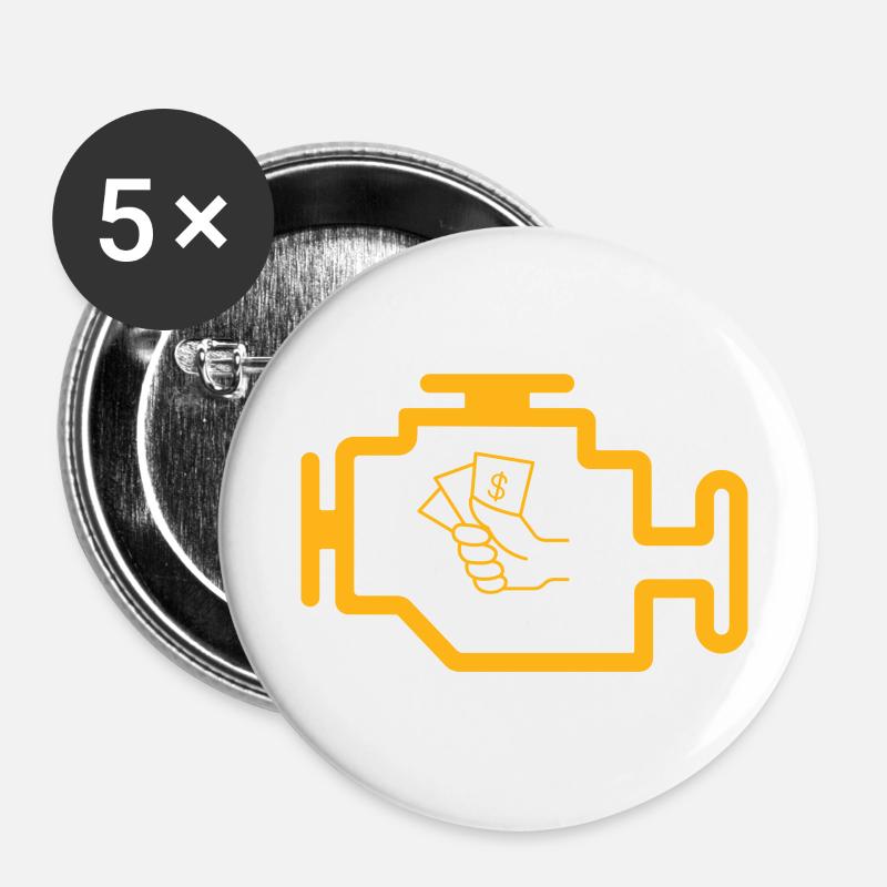 Check engine light - Buttons small 1''/25 mm (5-pack) - white
