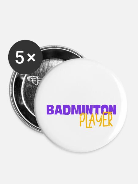 Badmintonspieler - Buttons klein 25 mm (5er Pack) - Weiß