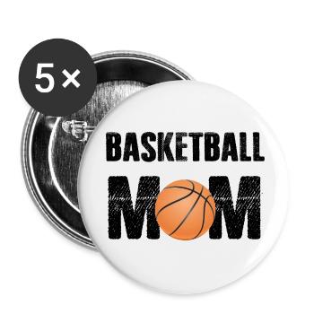 Basketball - Buttons klein 25 mm (5er Pack) - Weiß - Vorne
