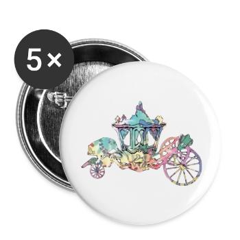 Silhouette der Kutsche - Buttons klein 25 mm (5er Pack) - Weiß - Vorne
