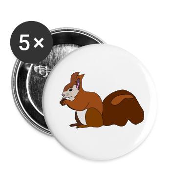 Écureuil avec noix - Lot de 5 petits badges (25 mm) - blanc - Devant