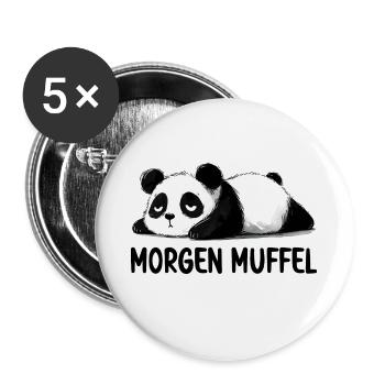 Ein lustiger und müde Panda Bär Morgen Muffel - Buttons klein 25 mm (5er Pack) - Weiß - Vorne