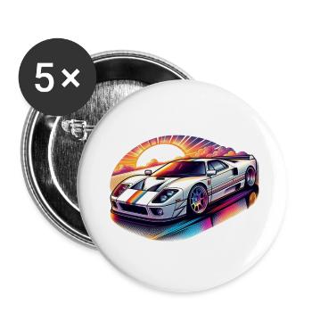 Oldtimer Sonnenuntergang - Buttons klein 25 mm (5er Pack) - Weiß - Vorne