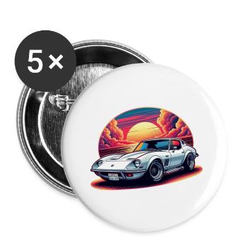 Oldtimer Sonnenuntergang - Buttons klein 25 mm (5er Pack) - Weiß - Vorne