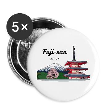 Mount Fuji, Japan, Pagoda - Buttons small 1''/25 mm (5-pack) - white - Front