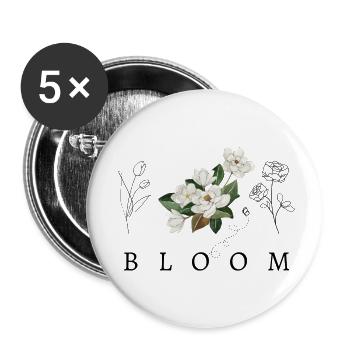 Bloom Floral Design - Buttons klein 25 mm (5er Pack) - Weiß - Vorne