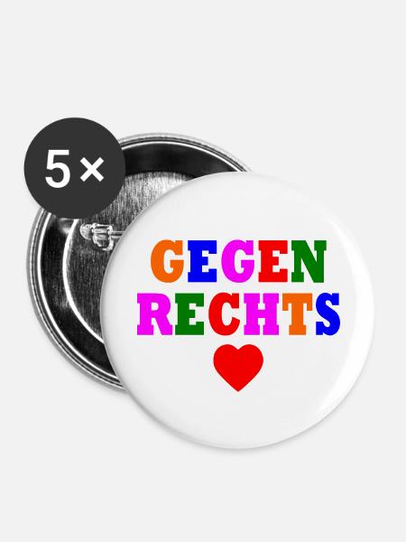 Gegen rechts - Buttons klein 25 mm (5er Pack) - Weiß