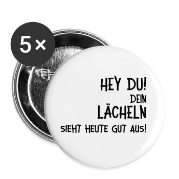 Dein Lächeln sieht gut aus. Rücken - Buttons klein 25 mm (5er Pack) - Weiß - Vorne