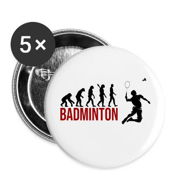 Evolution Badminton - Buttons klein 25 mm (5er Pack) - Weiß - Vorne
