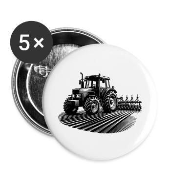 Landmaschinen Traktor Feld Schlepper Feldarbeit - Buttons klein 25 mm (5er Pack) - Weiß - Vorne