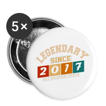Legendary since 2017 vintage retro anniversary - Buttons small 1''/25 mm (5-pack) - white - Front