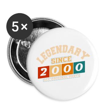 Legendary 2000 Vintage Retro Anniversary - Buttons small 1''/25 mm (5-pack) - white - Front