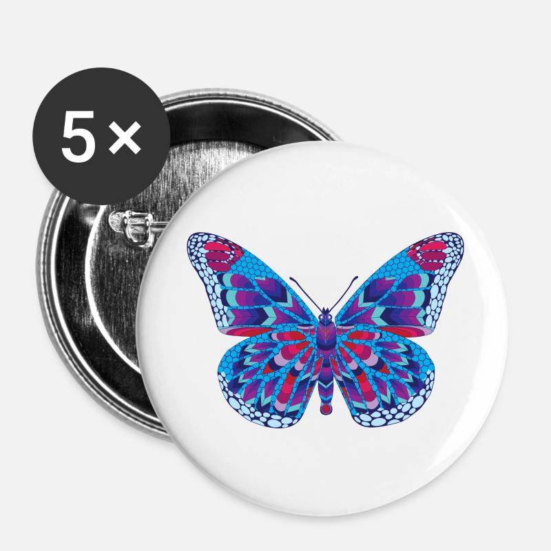Butterfly - Buttons small 1''/25 mm (5-pack) - white