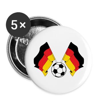 Drapeaux croisés football Allemagne - Lot de 5 petits badges (25 mm) - blanc - Devant