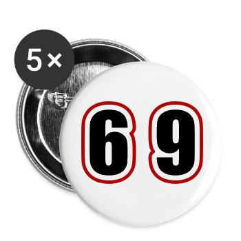 69 Zahl College - Buttons klein 25 mm (5er Pack) - Weiß - Vorne