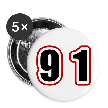 91 Zahl College - Buttons klein 25 mm (5er Pack) - Weiß - Vorne