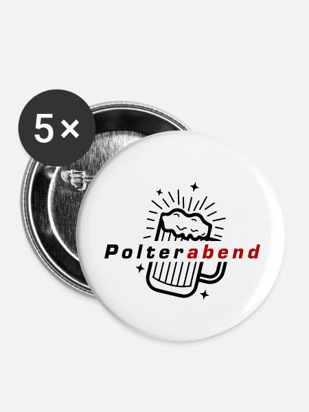 Polterabend Hochzeit Junggeselle - Buttons klein 25 mm (5er Pack) - Weiß