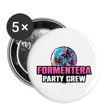 Formentera Party Crew Urlaub Spruch - Buttons klein 25 mm (5er Pack) - Weiß - Vorne