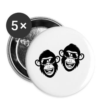 Affen Lustig Cool - Buttons klein 25 mm (5er Pack) - Weiß - Vorne