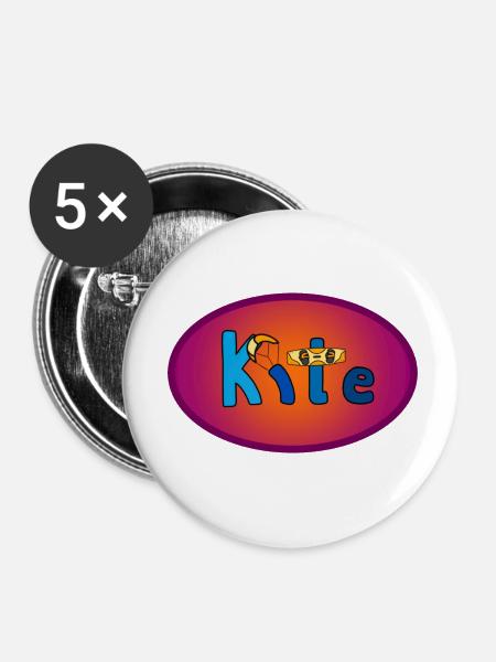 Kite Schriftzug Oval - Buttons klein 25 mm (5er Pack) - Weiß