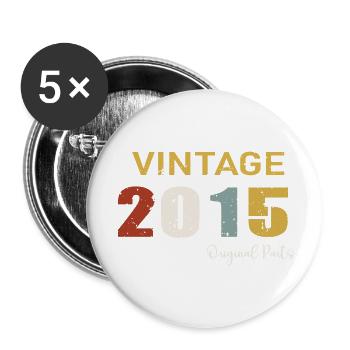 Originalteile 2015 - Geschenk zum 9-jährigen Jubiläum - Buttons klein 25 mm (5er Pack) - Weiß - Vorne