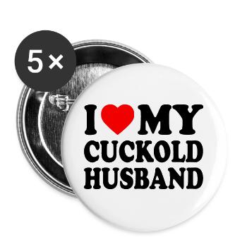 i love my cuckold husband - Buttons klein 25 mm (5er Pack) - Weiß - Vorne