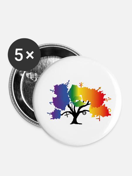 LGBTQIA+ Baum - Buttons klein 25 mm (5er Pack) - Weiß