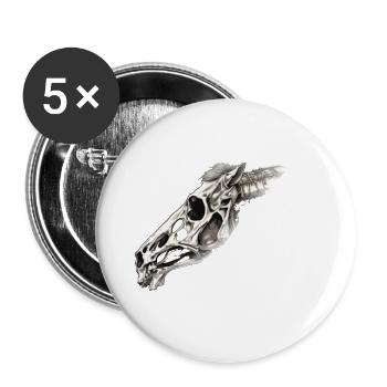 Crâne de cheval - Lot de 5 petits badges (25 mm) - blanc - Devant