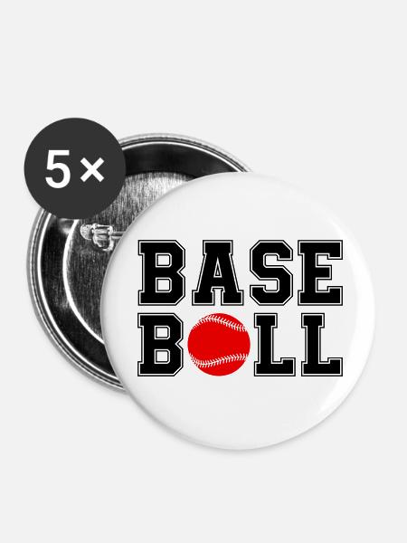 baseball - Buttons klein 25 mm (5er Pack) - Weiß