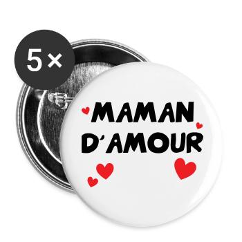 Maman d'Amour - Muttertag - Buttons klein 25 mm (5er Pack) - Weiß - Vorne