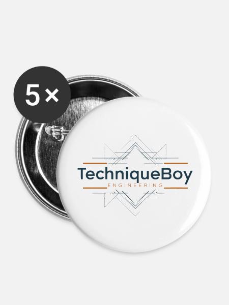 Technik - Buttons klein 25 mm (5er Pack) - Weiß