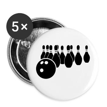 Bowling-Logo - Buttons klein 25 mm (5er Pack) - Weiß - Vorne