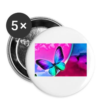 papillon - Lot de 5 petits badges (25 mm) - blanc - Devant