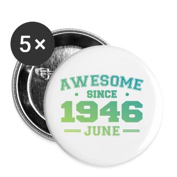 Juin 1946 Anniversaire Année 1946 Juin Cadeau 1946 - Lot de 5 petits badges (25 mm) - blanc - Devant