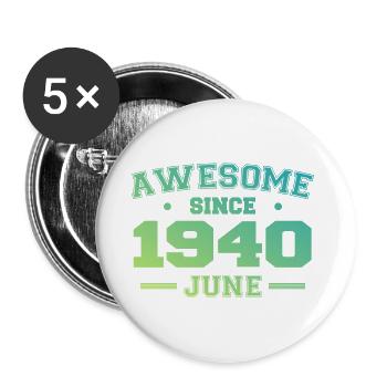June 1940 Birthday Year 1940 June Gift 1940 - Buttons small 1''/25 mm (5-pack) - white - Front