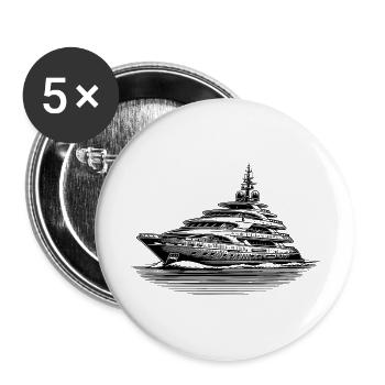 Luxus Motoryacht auf hoher See - Buttons klein 25 mm (5er Pack) - Weiß - Vorne