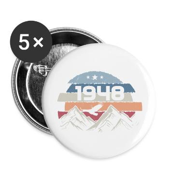 Original 1948 Jahrgang 1948 Geburtstag 1948 - Buttons klein 25 mm (5er Pack) - Weiß - Vorne