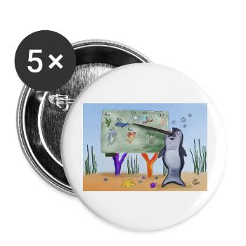 Enseignant Narval - Lot de 5 petits badges (25 mm) - blanc - Devant