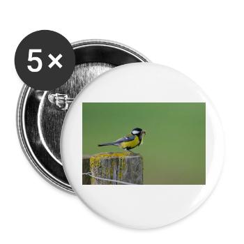 Great Tit Feeding Chicks - Buttons small 1''/25 mm (5-pack) - white - Front