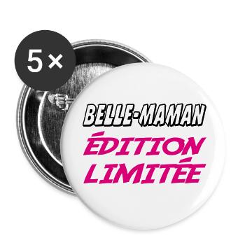 BELLE MAMAN édition limitée - Lot de 5 petits badges (25 mm) - blanc - Devant